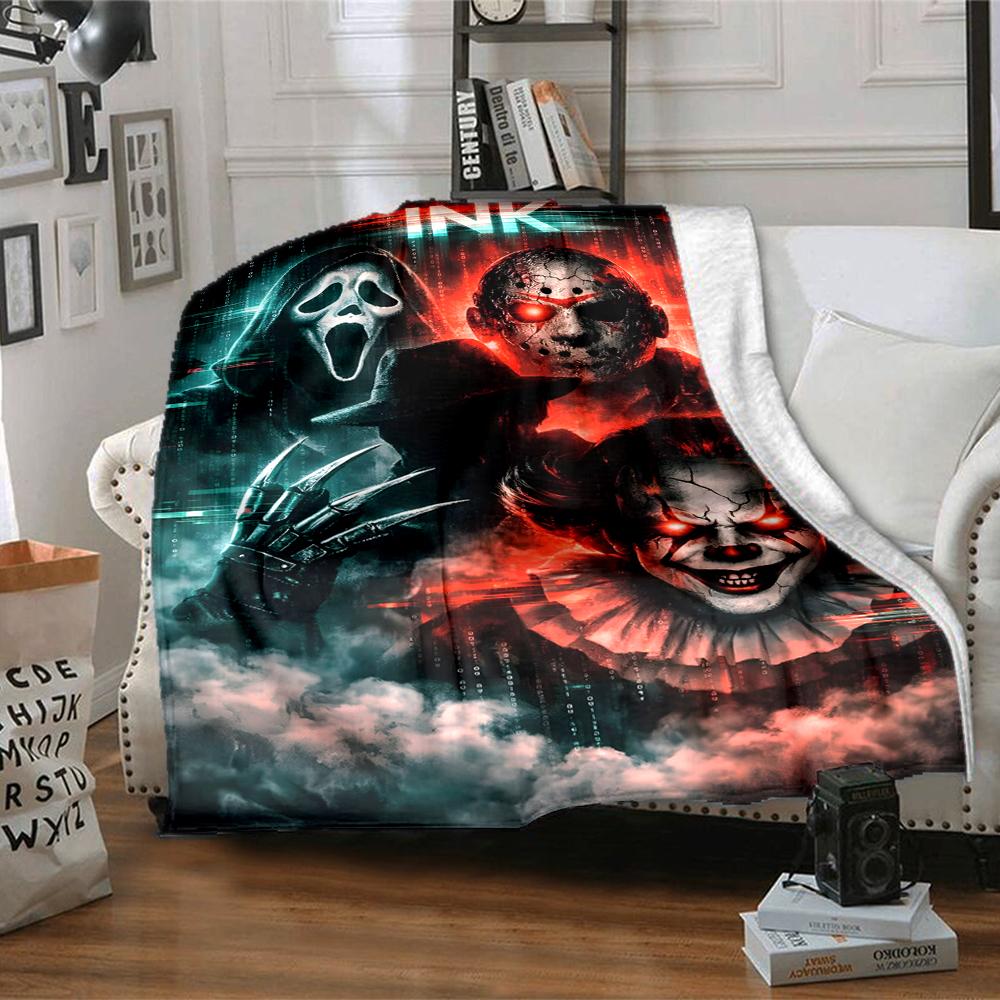 Horror Characters Printed Blanket Soft Cozy Blanket For Sofa Bedroom Living Room Dorm And Outdoor Use