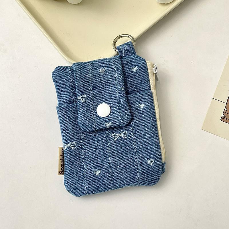 

Джинсовый держатель для карт Множество слотов для карт ID-карта Банковская карта Защитный чехол Маленький кошелек для монет Кошелек Органайзер для ключей