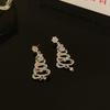 Silver Christmas Tree Earrings Zinc Zinc Alloy Christmas Earrings Rhinestone Dangle Earrings  Women