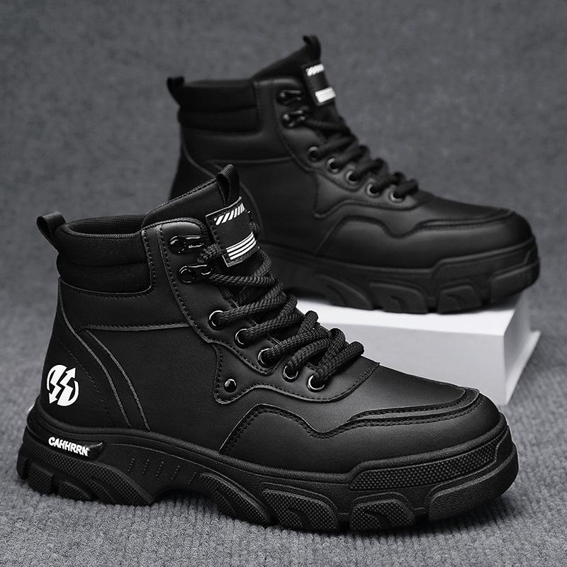 Fashion Men's Platform Boots Fashion High-top Sneaker Outdoor Desert Ankle Boots for Men Non-slip Hiking Boots Combat Boot Botas Hombre