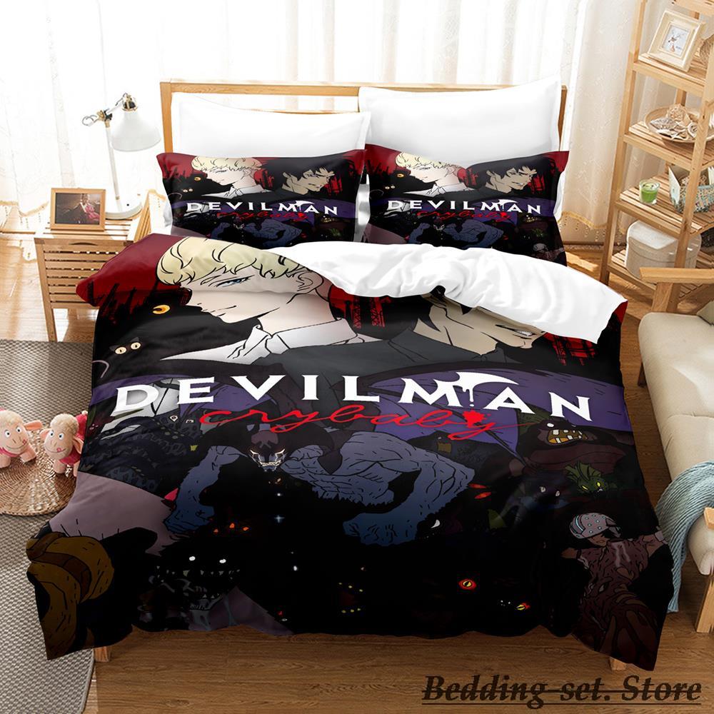Devilman Sängkläder Set Enkel Twin Full Queen King Size Sängset Vuxen Barn Sovrum Påslakanset Anime Parure De Lit Säng