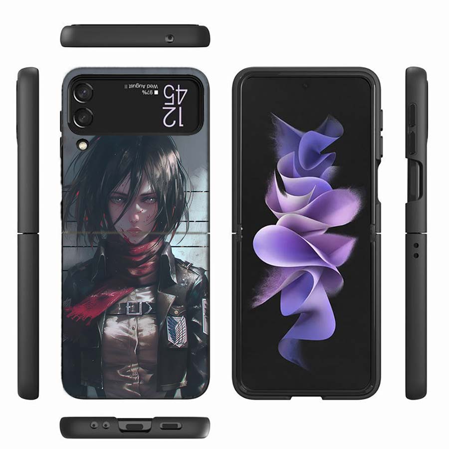 

Character MIKASA Phone Case For Samsung Z Flip 6 7 5G Z Flip 5 Galaxy Z Flip 3 4 5G ZFlip Shockproof Hard Cover TPU PC Coque Cap Galaxy Z Flip 3 5G