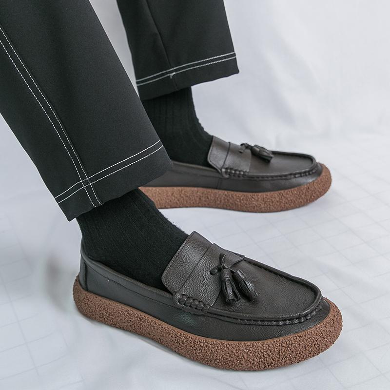 Fashion Brand Genuine Leather Men's Casual Shoes Tassel Office Business Party Men Shoes Outdoor Soft Comfort Driving Lazy Loafers Shoes