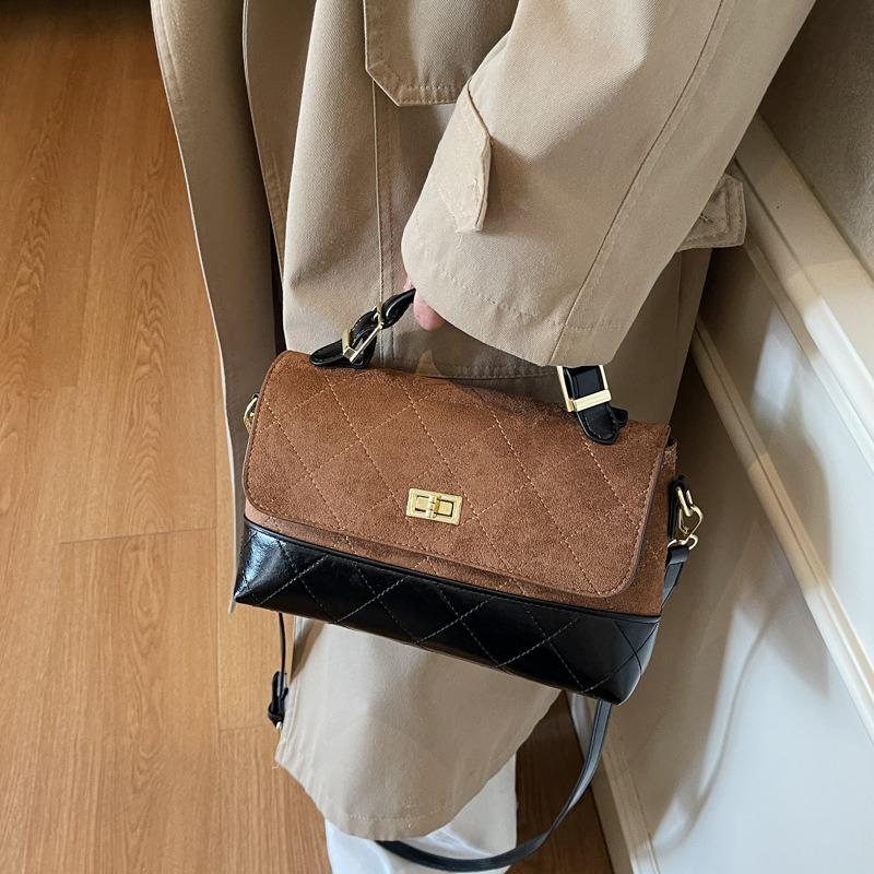 Retro Suede Handbag Small Bag Women's New Small Square Bag Simple Messenger Diamond Chain Bag Tide