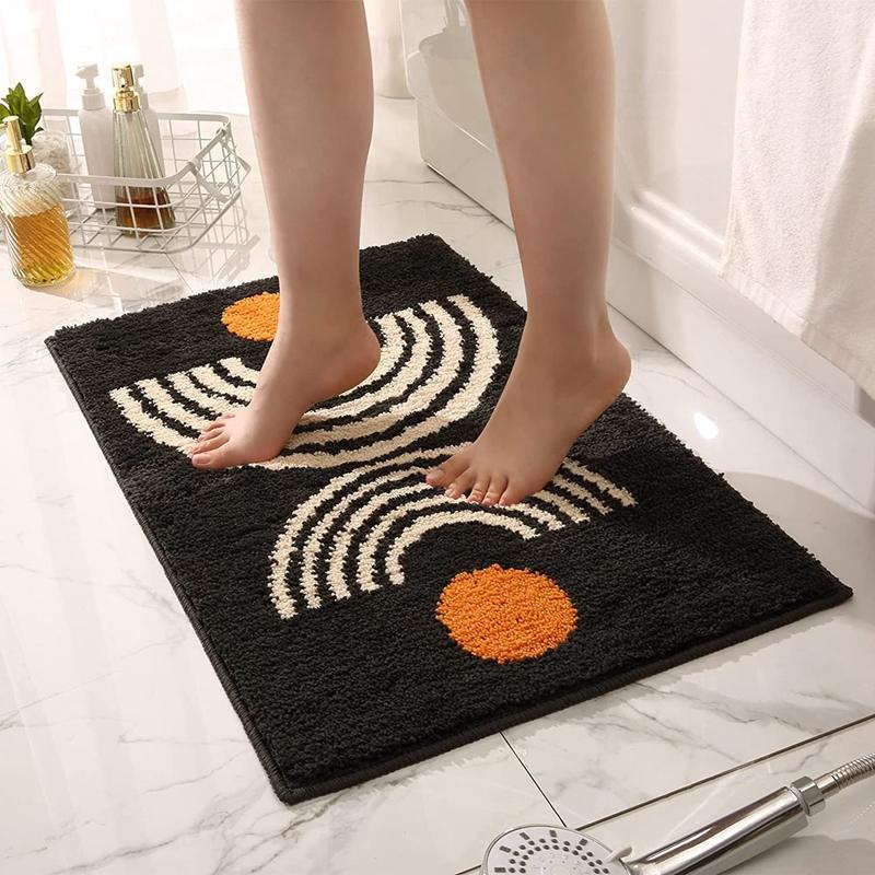 

Inyahome Boho Luxury Soft Bath Rugs for Bathroom Microfiber Soft Non-Slip Bath Mats for Tube Washable Bath Carpet Plush Fluffy 40x60cm