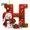 Weihnachtsdekoration für den Innenbereich Niedlicher Schneemann Buchstabe Weihnachtsbaumschmuck 2D Flach Personalisiert A-Z Alphabet Weihnachten Feier Zubehör Acryl Hängender Anhänger