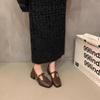 Niche design thick heel single shoes early autumn square head small leather shoes retro Mary Jane shoes women's shoes