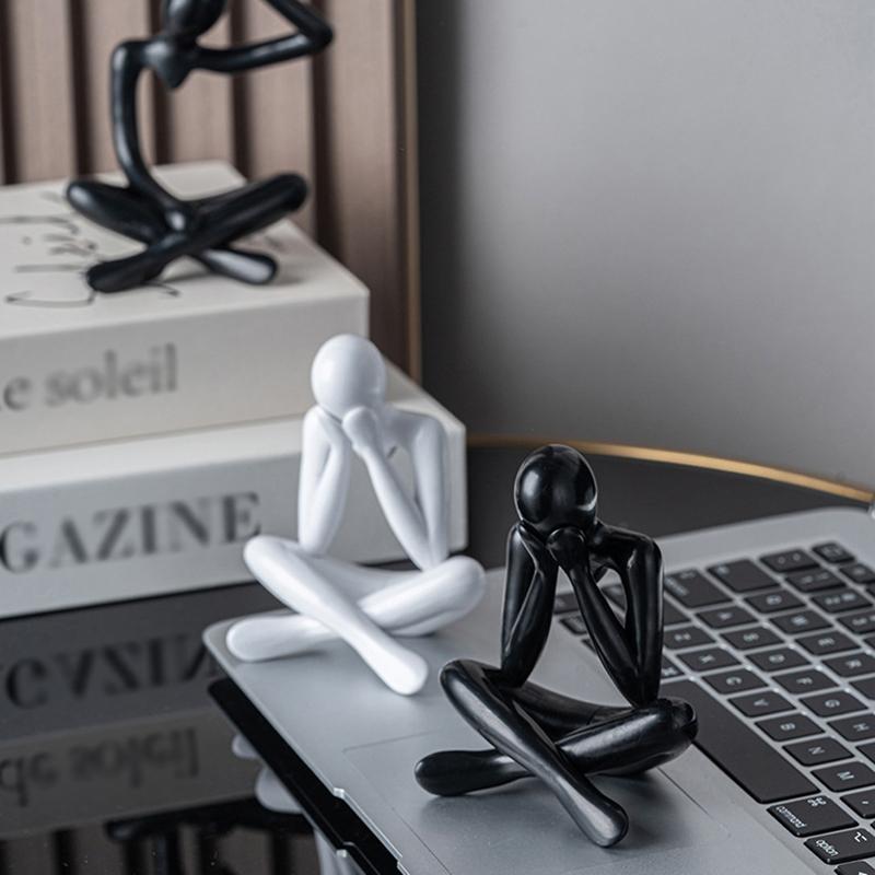 Houseeker Nordische Kunststoffstatue Denker Abstrakt Figur Handwerk Moderne Kunst Skulptur Wohnzimmer Schreibtisch Heimdekor Ornamente