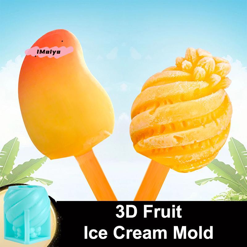 Stampo per Gelato alla Frutta M-Food-Safe Design 3D Fragola Mango Pesca Rilascio Facile Stampo per Torta, Cioccolato, Gelatina, Sapone Fai da Te
