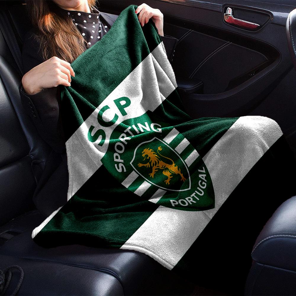 Sporting football Crest Flannel Blanket, Soft Polyester, Modern Design, All-Season for Camping, Travel, Gifts for holidays or birthdays