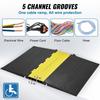 Rubber Cable Protector Ramp, 5 Channel, 22000 Lbs/axle Capacity Heavy Duty Wire Cover Ramp Hose Cord Ramp Driveway, Traffic Speed Bump with Flip-Open