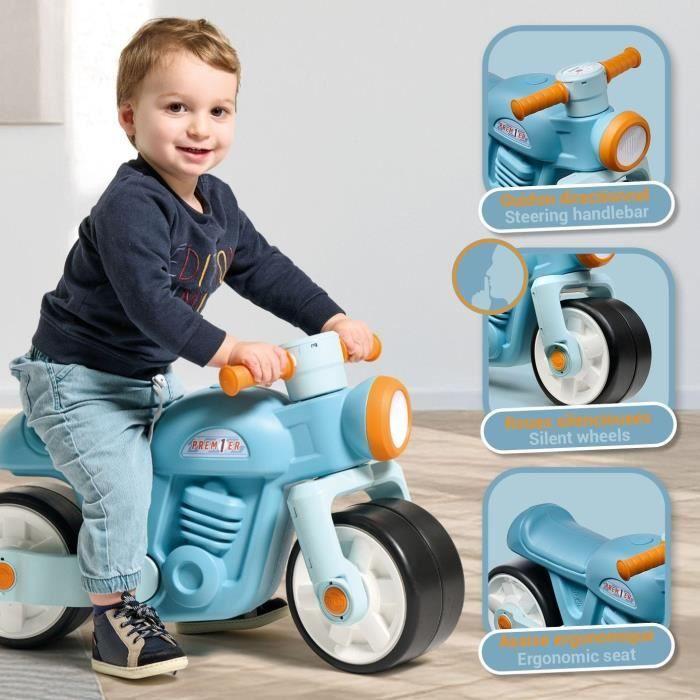 Premier Balance Bike - FALK - With Silent Wheels - Blue - 75% Recycled Plastic - 100% Made In France - From 12 Months