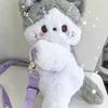 Cat Prone Backpack With Plush Animal Cartoon Crossbody Bag On Both Shoulders