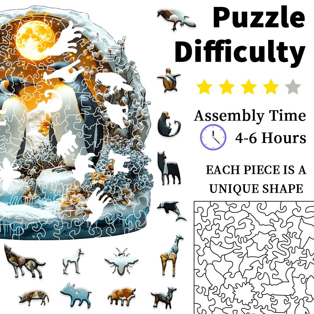 Tier-Holzpuzzle, Eis- und Schneewelt, Wolfsrudel-Puzzle, Kinderpuzzle, Dekoration für Zuhause für Erwachsene, Weihnachtsgeschenk, Bastelspielzeug