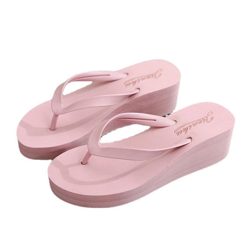 2024 Women's Summer Wedge Flip-Flops: Casual, Thick-Soled High Heel Sandals for Outdoor Beach Wear