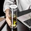 Portable Double-Wall Glass Tea Infuser Bottle with Crystal Lid