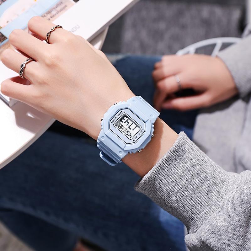 C08 Boys and Girls Student Electronic Watch Macaron Color Men's and Women's Sport Alarm Clock Waterproof Square Watches
