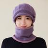 Knitted Wool Hat Scarf Integrated Women's Winter Velvet Thickened Warm In The Elderly Cycling Cold Hat