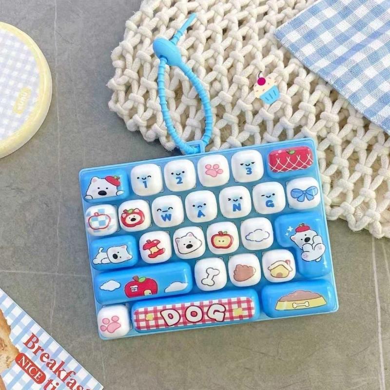 Cute Cartoon Animal Mini Keyboard Fidget Toy With Soft Press Buttons Lanyard For Bag Charms Stress Relief Kids Gifts