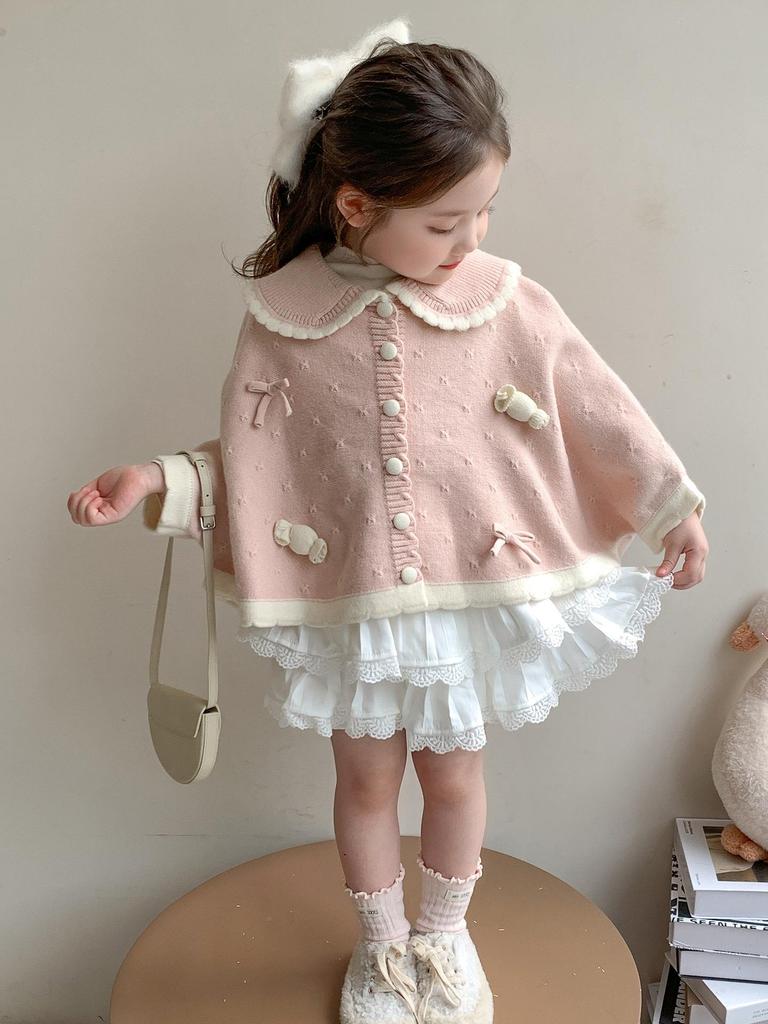 2025 Fashionable Red Knitted Girls' Cardigan – Autumn Spring Outerwear for Baby and Little Girls
