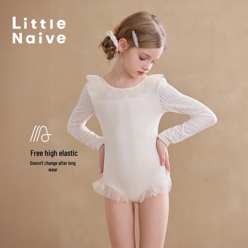 Little Naive Children's Ruffle Long Sleeve One-Piece Swimsuit
