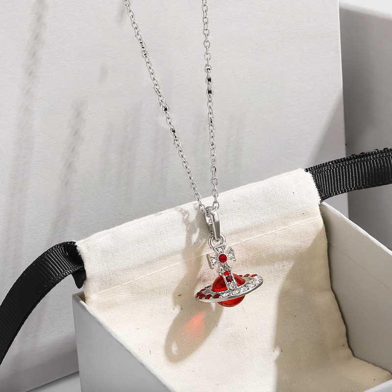 Empress Cixi Saturn Gradient Diamond Orb Necklace & Earrings Set for Women