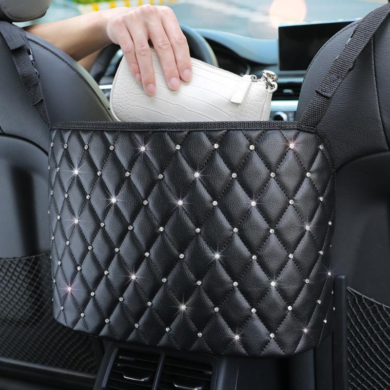 Car Seat Storage Organizer Handbag Holder PU Leather Auto Interior Stowing Tidying Multifunction Seat Back Bag Car