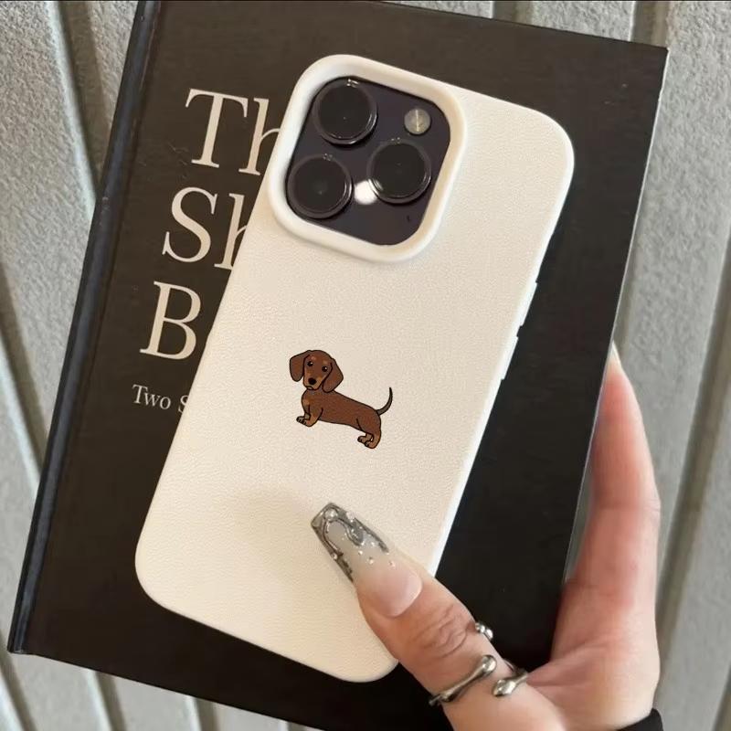 Minimalist Brown Dachshund Pattern Phone Case For iPhone 17 Air 16 E 15 14 13 12 11 Pro Max Plus Mini SE Soft TPU Cover Funda