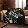 3D Merry Christmas Tree Santa Claus Cartoon Flannel Soft Warm Throw Blanket for Bedroom Living Room Bed Camping Picnic Gift