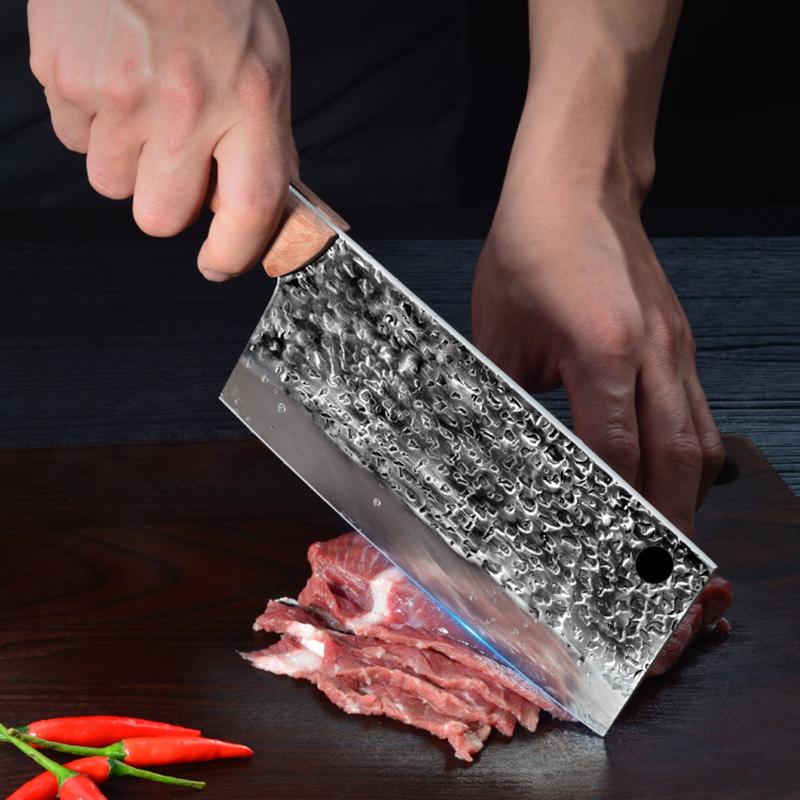 Forged Kitchen Cleaver Chopping Bone Slicing Meat Sharp Chinese Butcher Knife Vegetable Fish Cooking Cutting Tools
