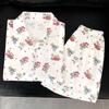 Summer Cartoon Cute Cold Silk Cool Short-Sleeved Suit Printed Pajamas Women'S Happy Bear Loungewear