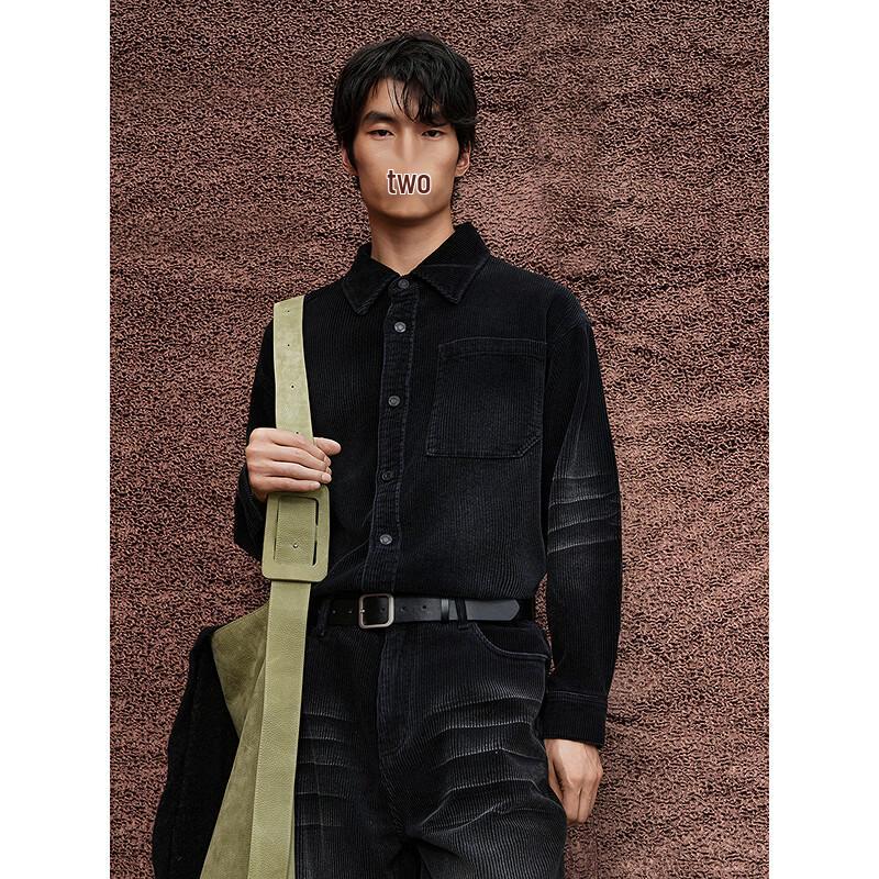 Veste chemise en velours côtelé délavé pour homme GXG