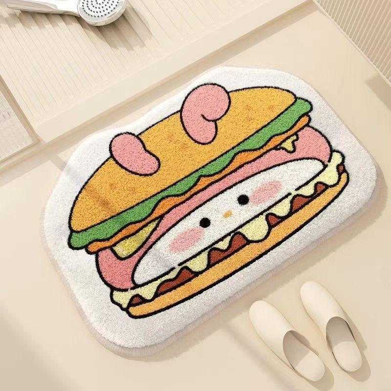 Cartoon Cute Cashmere Floor Mat Toilet Entrance Door Water Absorption Anti Slip Wear Resistant Carpet Household Bathroom Soft Foot Mat
