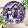 Vintage Purple Snowman Christmas Metal Sign 7.8 Inch Round for Wall Decor Farmhouse Home Bar Cafe Garden Outdoor Indoor