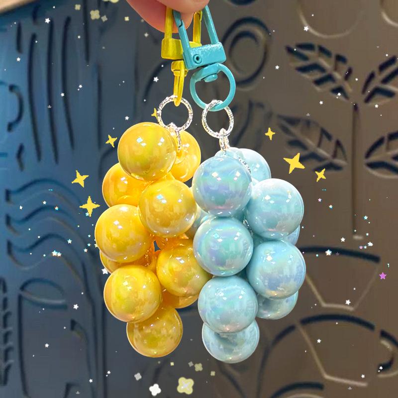 Creative Translucent Crystal Grape Cluster Keychain - Cute Backpack Pendant & Car Accessory