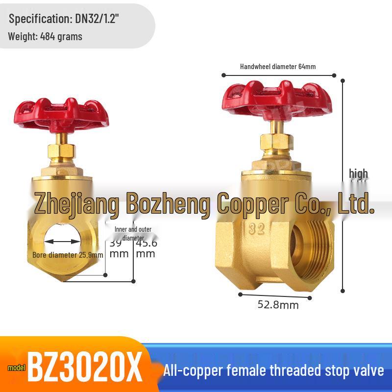 Bozheng Lockable Copper Gate Valve with Handwheel