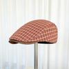 Retro plaid forward hat versatile beret autumn and winter warm face small literary newsboy painter cap