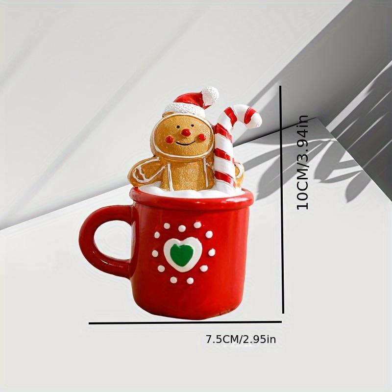 Christmas Santa Claus Resin Ornament Festive Red/White Gingerbread Design with Santa Hat, Broomstick,Candy Canes,Christmas Decorations