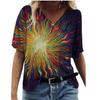 Summer V-neck 3D Abstract Printed Top Fashionable Casual Short Sleeved Women's T-shirts