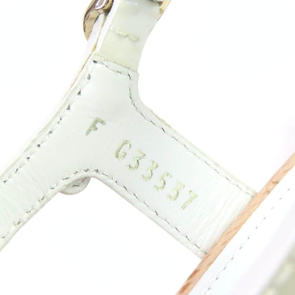 CHANEL Sandals COCO Mark Ankle with Strap in Patent Leather Ivory 36 18C G33537 Used