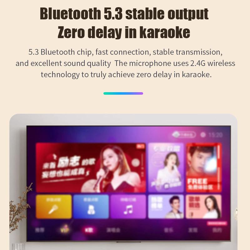 Karaoke Wireless Portable Bluetooth 5.3 Speaker With Microphone RGB Portable Music Player Karaoke Machine for Child Home Gift