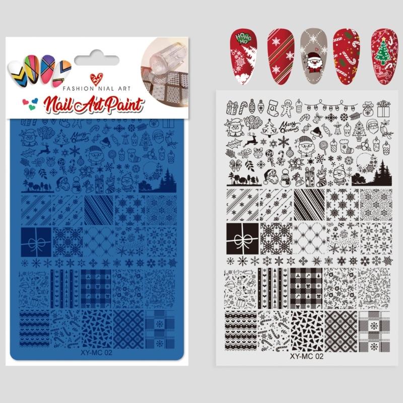 Professional Festive Nail Art Template Metal Etching Stencil For Christmas Party Designs