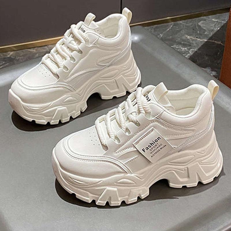 Fashion Fashion 2025 Spring Autumn Platform Sneakers Women Shoes Korean Lace Up Chunky Sneakers Mixed Color Women's Vulcanize Shoes