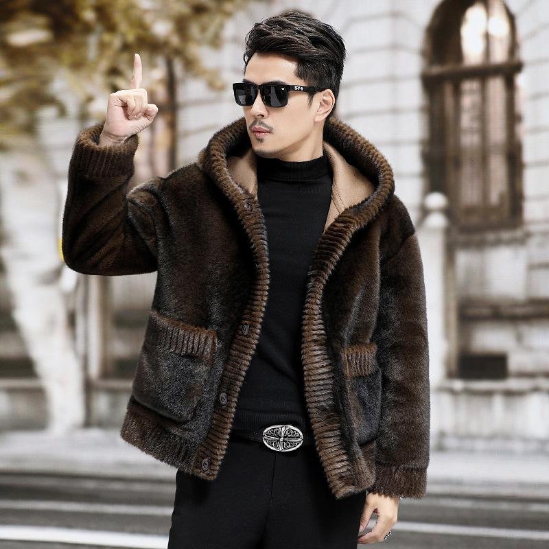 New Men's Genuine Fur Sheep Shear Coat Mid-Length Lapel Reversible Lamb Wool Winter
