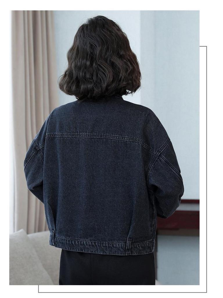 Jachetă Denim Damă Mărime Mare - Stil Hong Kong de Primăvară și Toamnă