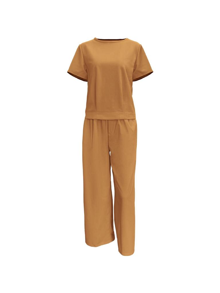 Plus Size Casual Short Sleeve Sportswear Set - Spring/Summer Fashion