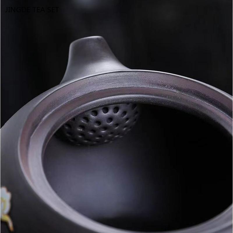 210ml Wen Lan Zi Sha Pot Household Chinese Dragon and Phoenix Tea Color Changing Tea Pot and Tea Set upon Heat
