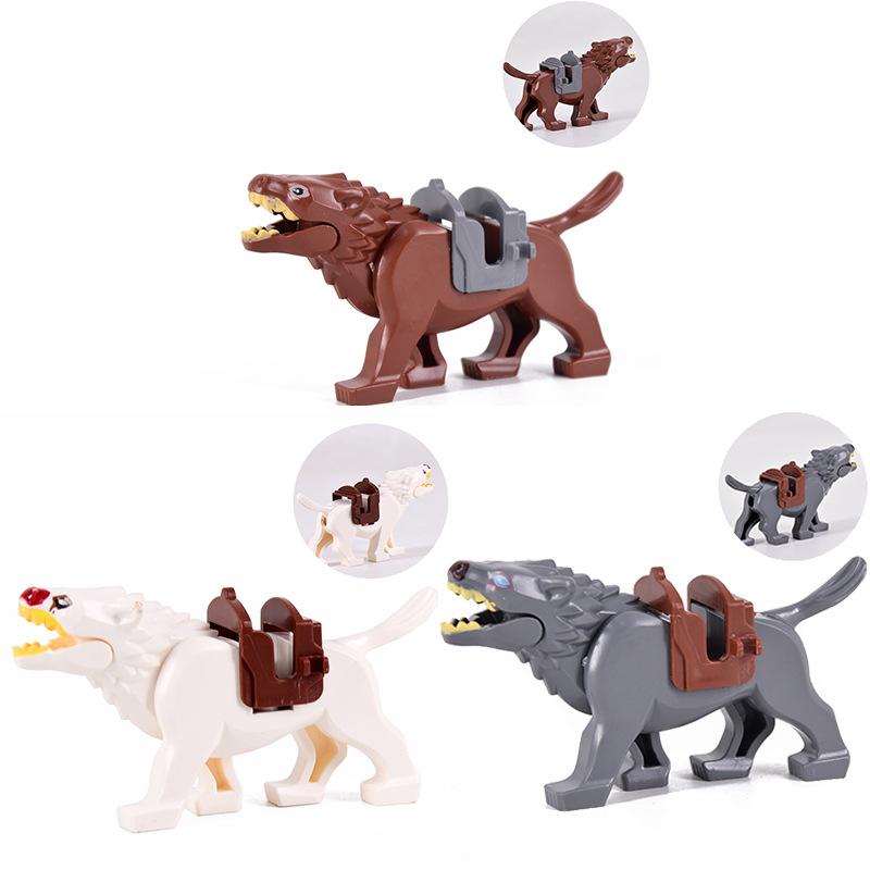 Medieval series of war horses, Lord of the Rings mounted Wolf series, children's educational assembling building block toys.