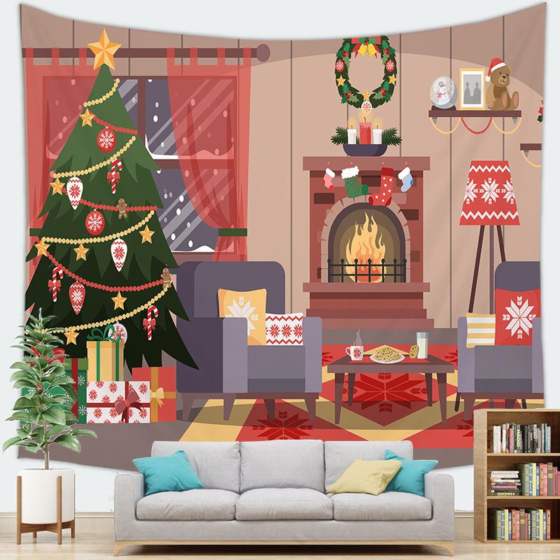 Santa Claus Background Home Hanging Cloth Christmas Tapestry Wall Hanging