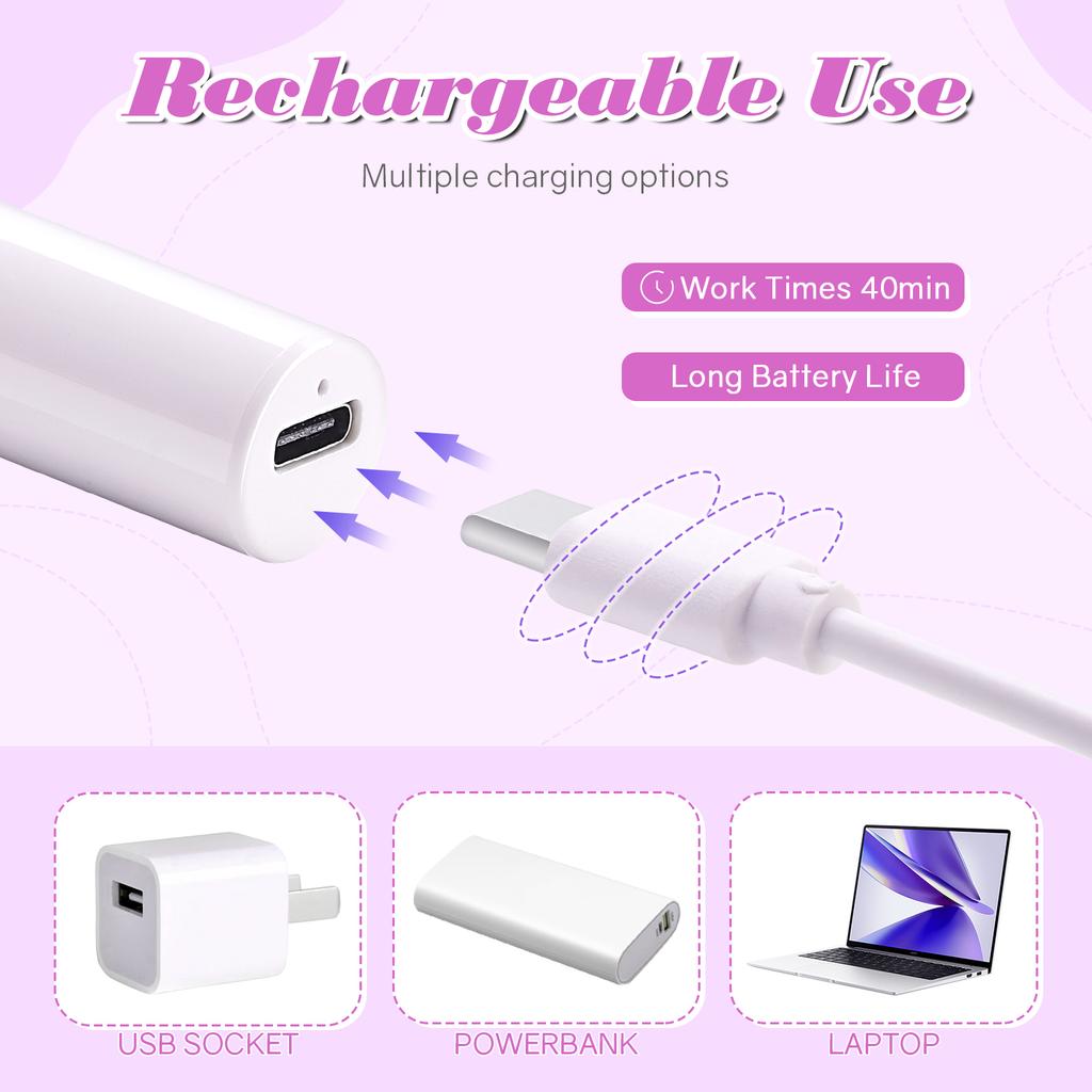 Handheld UV LED Nail Lamp Mini Portable Nail Dryer with Two Timer Settings Rechargeable Quick Drying Manicure Lamp Flashlight